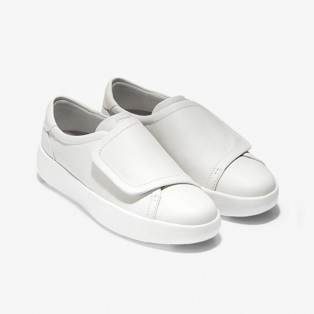 Cole Haan GrandPrø Tennis Flat Monk Sneaker Shoe Size 8 White Leather